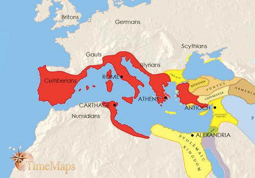 Rome over time red=roman empire 390 BCE 100 BCE Turn and Talk: What changes over time?
