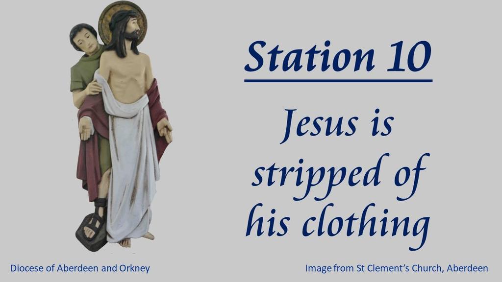 they took his clothes and divided them into four parts, one for each soldier. They also took his tunic; now the tunic was seamless, woven in one piece from the top.