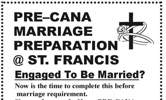 Farmer If you would like to be added to the list, please call Barbara 631-757-1794 or Louise 631-796-2070 Preparing for Marriage?