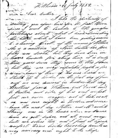 Rebecca O Reilly 3 Letter to John Dougall by Henry Dougall, 1852. University of Guelph Archives, Regional History Collection.