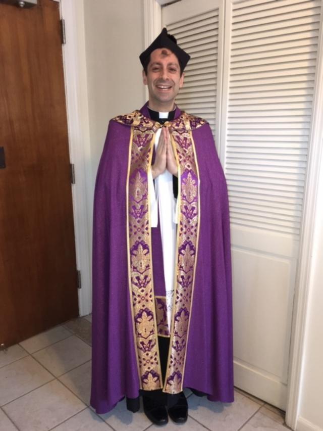 Ash Wednesday Shown at left is Fr. David Monteleone in liturgical garments for the Ash Wednesday Ash Services.