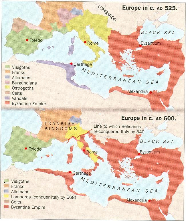 The Conquests of Justinian This map shows the Byzantine Empire