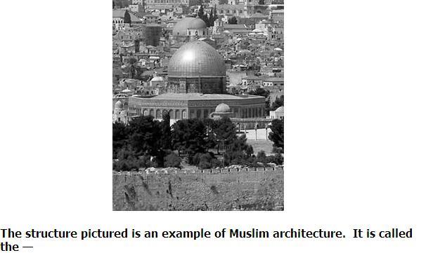 53. The picture to the right is an example of Muslim architecture known as the.