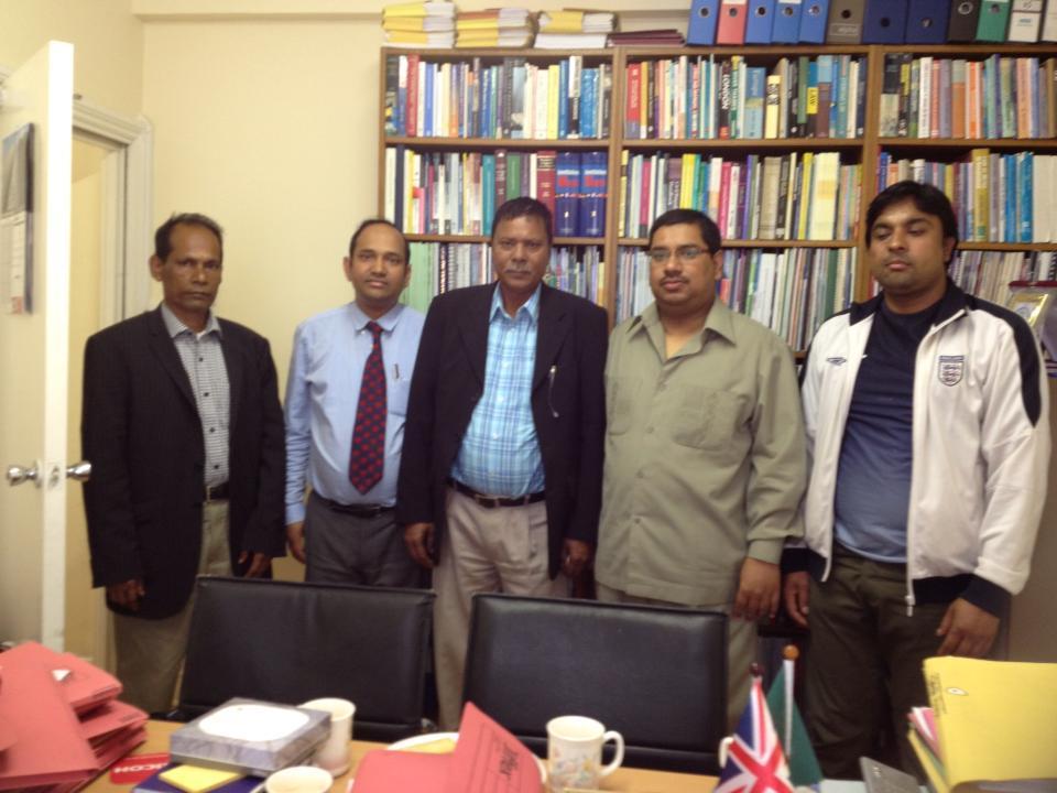 Barrister Nazir Ahmed (second from the right) at his Chamber with his elected local