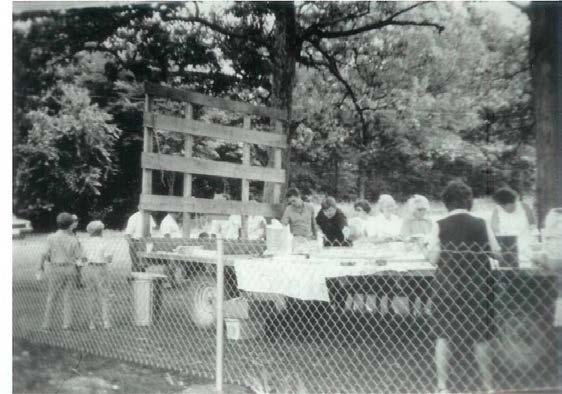Years ago, wagons were used to hold food for homecomings and other events.