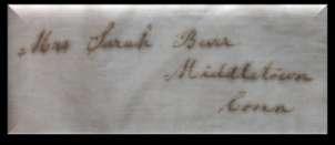 E1 Mrs. Sarah Burr Phoebe s aunt, age 57 in 1850; she lived in Haddam or Middletown. * Sarah (Sally) (Johnson) Burr was born April 7, 1793, the daughter of Didymus and Ruhama (Stephens) Johnson.