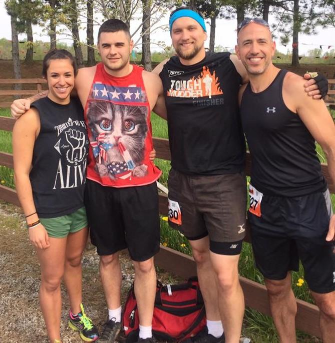 Tough Mudders Brian Welsh, Matt Coleman and friends complete the Tough Mudder on May 7, 2016.