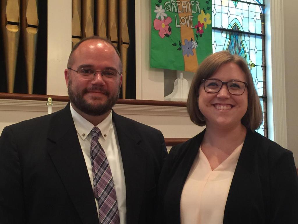PHOTO CAPTION (1 of 2): Eager to launch upon their new pastoral joint venture: Newly named as seminarian co-pastors of the historic Titusville United Methodist Church are Mathew (Matt) Enzler and