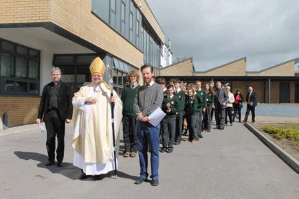 The procession from the sports hall at Ashton School, Cork to the chapel for the Liturgy of Re Dedication.