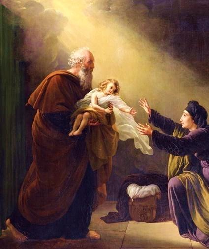 Elijah resuscitating the son of the Widow of Zarephath Louis Hersant