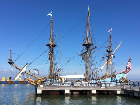 It is a replica of a ship that sailed back and forth between Europe and America four times between 1638 and 1652.