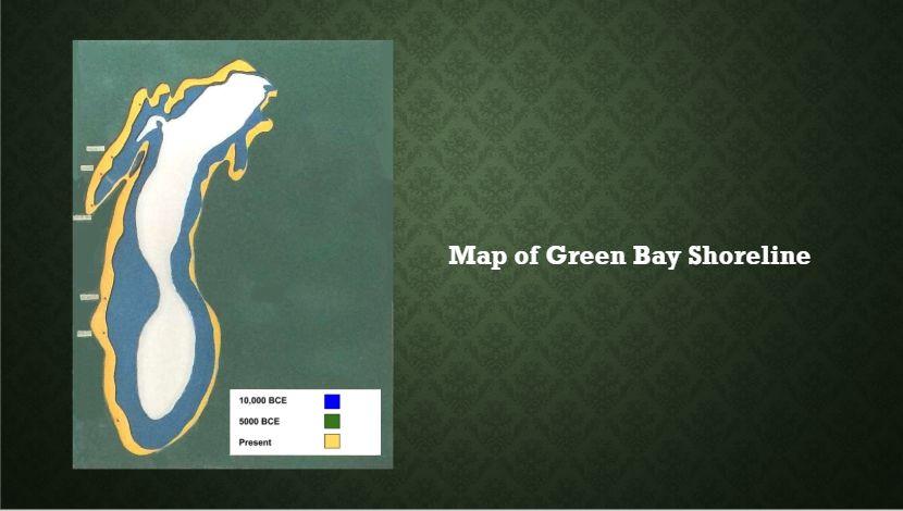 This map shows how the shoreline of Green Bay has changed over the millennia.