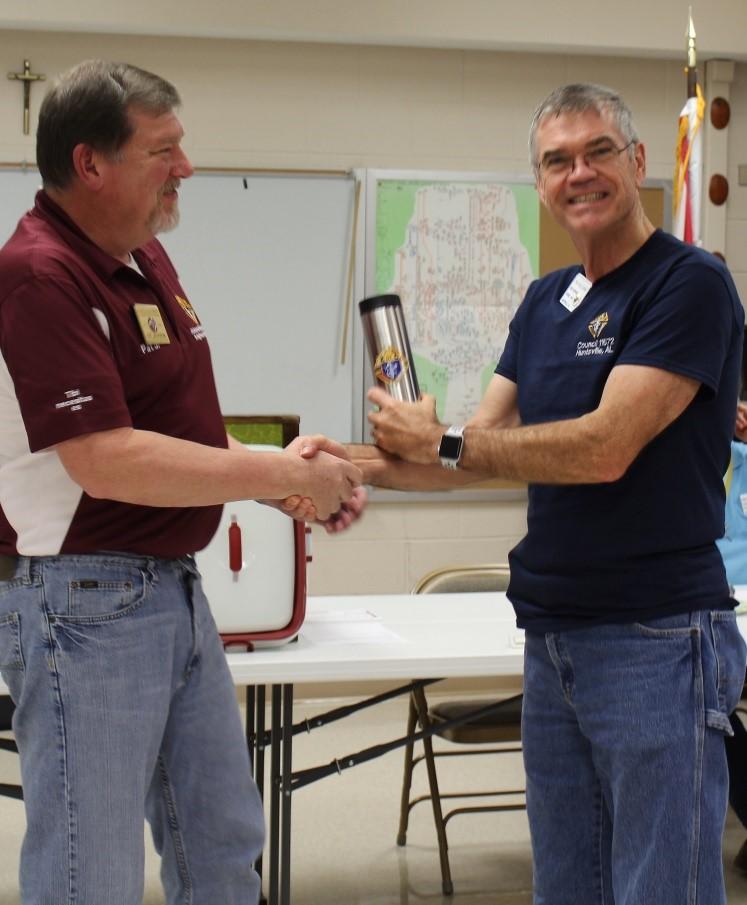 Knight Brian Moran receives the Certificate of Appreciation
