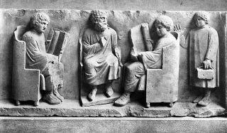 The Paterfamilias was responsible for the education of his sons. The Romans usually hired tutors (frequently Greek slaves) to teach their sons or the boys would be sent to school.