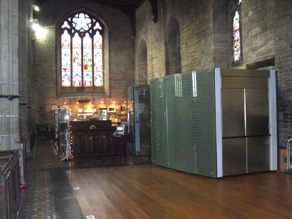 By the bookshop in St Laurence Church are two 'Tardis-like' units - a toilet and a