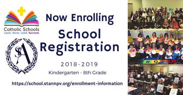 School Registration for 2018-2019 is NOW Open. If you are considering St. Ann School for your child(ren), I invite you to email mriley@stannpv.