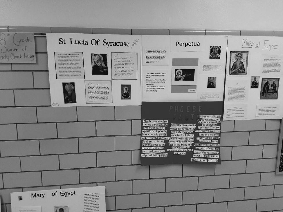 San Felipe de Neri School Corner Our mid-school students are learning about the Women of Early Church History! Great role models for us to follow!