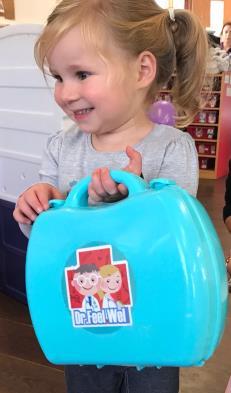 Show & Tell...We have a doctor at nursery! Rosie with her doctor's case.