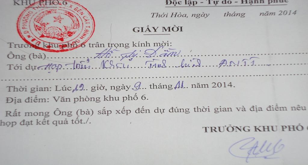 - Residence: Mỹ Phước 2, Thới Hòa, Bến Cát, Bình Dương - Tel: 0997227646 - Age: 24 - Gender: Nam - Citizenship: Việt Nam See below photos taken during the incidents II.