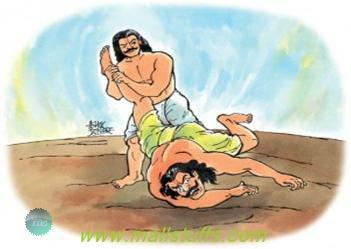 Bhima tearing jarasandh body in two parts Arjuna used shikandi as a bait to injure bhisma heavily. It was impossible for anyone to kill bhisma pitamah in war.