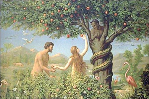 Then Satan entered the garden and possessed the snake Satan talked to Eve, and Adam was there
