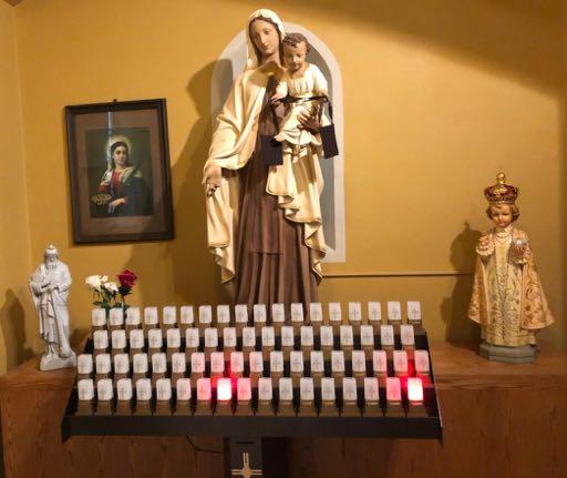 Donation for the candles by Our Lady are $2.00 and the candles will remain lit for 24 hours. If you would like a memorial candle on the other side of the north alcove by St. Sebastian & St.