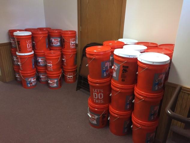 Thank you for your donations of money and supplies! As a church we were able to meet our goal and fill 50 buckets!