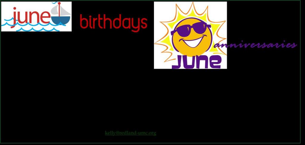 Birthdays & Anniversaries Youth Group News Youth Breakfast: June 10 @ 10:30 AM Fathers and those