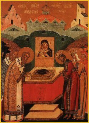 The Placing of the Honorable Robe of the Most Holy Theotokos at Blachernae Friday July 15 (7/2) During the reign of the Byzantine Emperor Leo the Great (457-474), the brothers Galbius and Candidus,