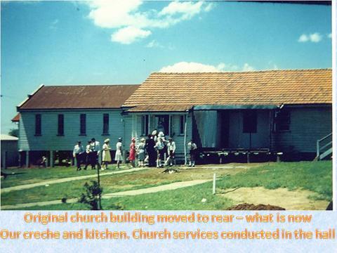 Then, what had been the original church building was moved to the rear of the property.