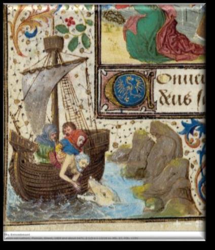 It s the picture of Jonah being thrown into the sea.