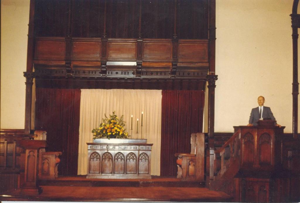 Rev. John Fuller in the James Street Church In this view the