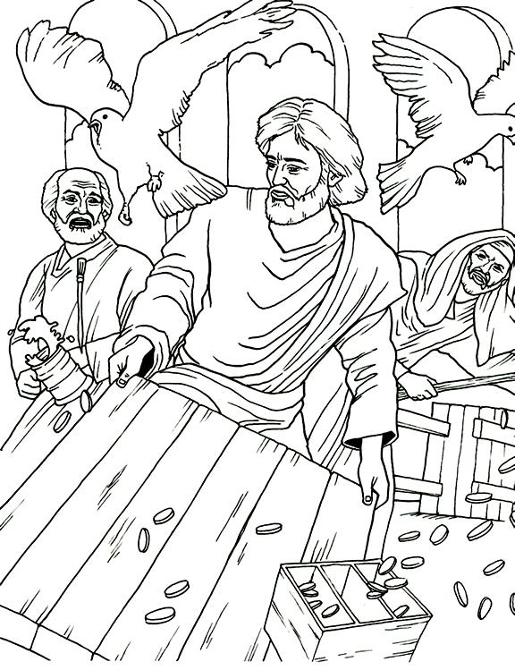 Cleansing the Temple From BibleStoryCard Learning System(tm) Coloring Book 1996 Wesleyan Publishing House Used by permission.