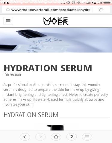 39 Data 12 Data 12 provides a face product name Hydration Serum by MakeOver. This product is designed to prepare the skin for make up by giving instant brightening and lightening effect.