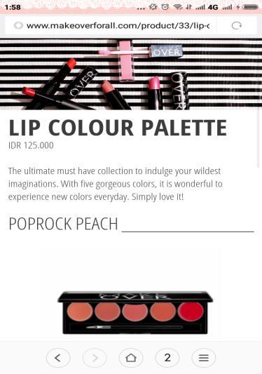 34 Data 20 Data 20 also describe a lip product that has been advertised by MakeOver. The product named Lip Colour Palettee, it provides five gorgeous colors so consumers have many colors to choose.