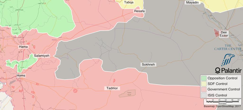 Figure 5 - Frontines around Tadmor by July 12 After a week of relative inactivity, at least some elements of Tiger Forces have resumed their eastward offensive in the Resafa area of southwestern