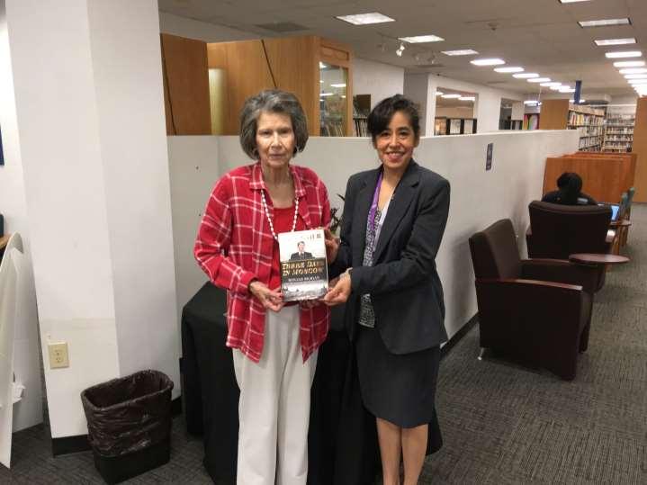 On behalf of the Nacogdoches County Republican Women, Martha Waggoner donated a copy of the book Three Days in Moscow: Ronald Reagan and the Fall of the Soviet Empire by Bret Baier to the Judy B.