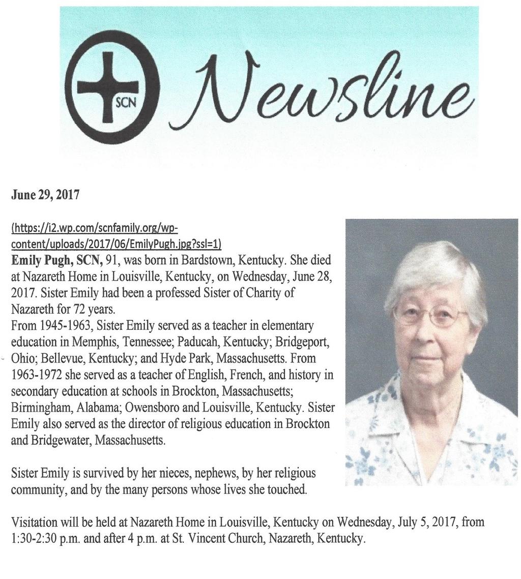 Please contact Calvin Grey at 508-559-6569 if you are able to volunteer! PLEASE PRAY FOR THE REPOSE OF THE SOUL OF: SISTER EMILY PUGH ST.