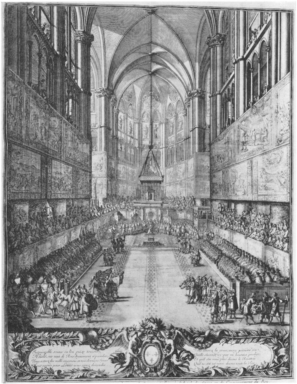 The coronationof Louis XIV in Rheims cathedral in 1654, engravings by ean Le Pautre.