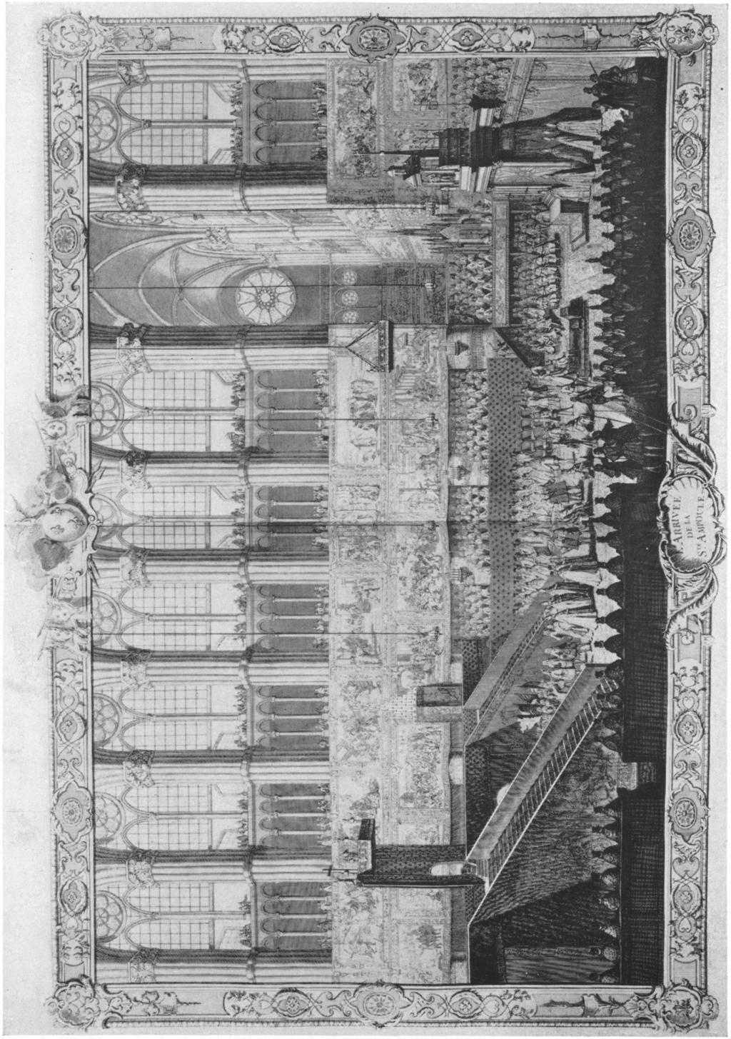 ON THESE TWO PAGES: The coronation of Louis XV in Rheims cathedral in 1722, engravings after Pierre Dulin, from