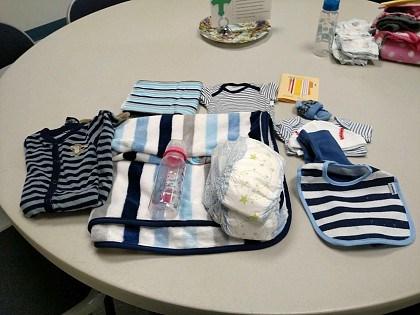 New mothers who come to the hospital without proper clothing for the newborn to go home in will be given one of these layettes.