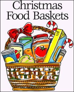 Christmas Food Baskets We will continue to collect food throughout December for the Christmas food baskets. Items can be placed in the shopping cart in the lobby.