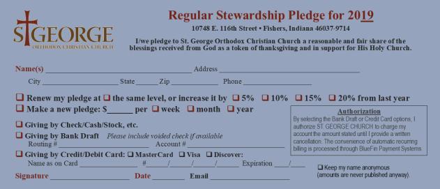 This commitment is in the form of our annual stewardship pledge.