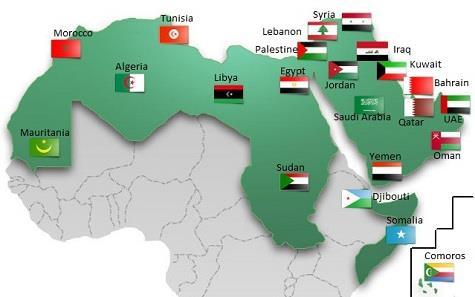 The Arab League today The Arab League (Arabic: الجامعة العربیة al-jāmiʻa al-ʻarabiyya) (formally, the League of Arab States )) is a regional organization of Arab countries in and around North Africa,