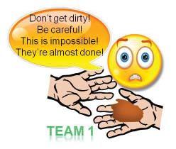TEAM 1 : : : instructions 1) This team must transfer the peanut butter that is on the paper plate, NOT what is inside the jar.