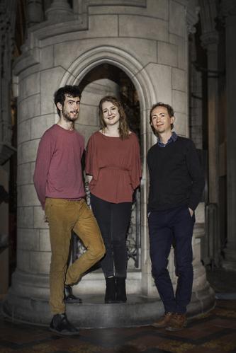 Music artists Sebastian Adams, Yseult Cooper Stockdale and composer Tom Lane who feature in Pipeworks 2017 Organ Festival