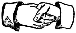 palm downward and the thumb towards the body. Then drop the hand perpendicularly to the side. [see pict. 2] SIGN WITHOUT DUE-GUARD. (Ordinary manner outside the lodge.
