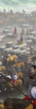 100,000 sheep and 10,000 goats kept a tumen supplied with milk, meat, and wool.