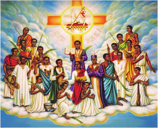Charles Lwanga and Companions Charles Lwanga (1860 or 1865 June 3, 1886) was a Ugandan convert to the Catholic Church, who was martyred for his faith and is revered as a saint by both the Catholic