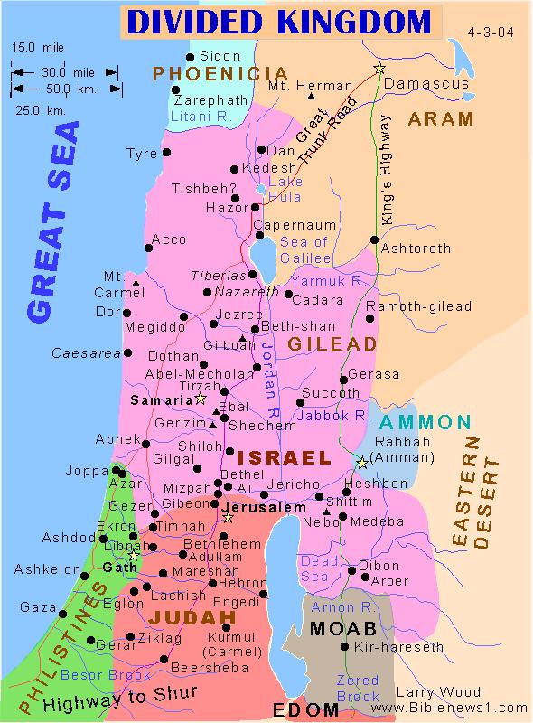 The southern two tribes, Judah and Benjamin, were led by Rehoboam. The northern 10 tribes were led by Jeroboam.